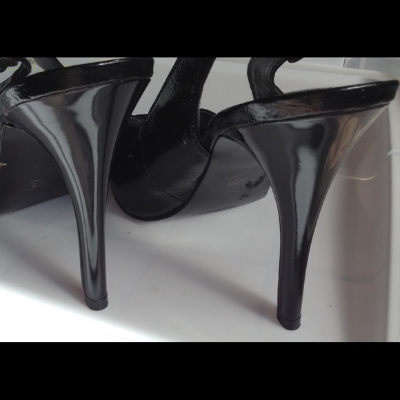 Carlos Hope 7 Black Patent Slingback Heels Shoes - Picture 2 of 4